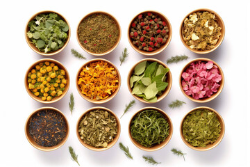 spices on a white flat lay