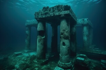 ruins of the underwater city, created with AI, AI, generative AI