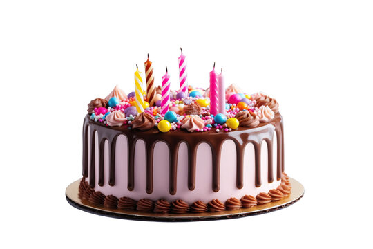 Joyful Celebration: Birthday Cake on Transparent Background. Generative AI