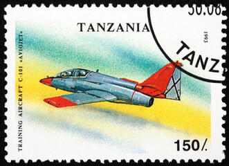 Postage stamp Tanzania 1993 C-101 Aviojet, military aircraft