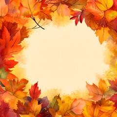A background with autumn leaves in the middle