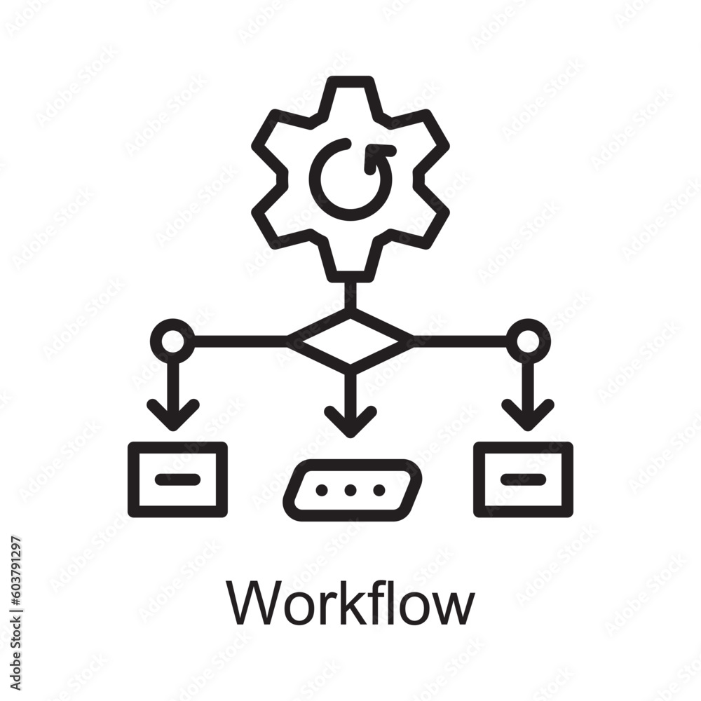 Poster workflow vector outline icon design illustration. customer service symbol on white background eps 10