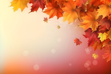 Naklejka na ściany i meble Autumn leaves on a pink background
