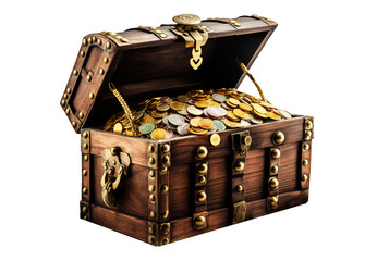 Treasure chest on transparent background. Generative AI.