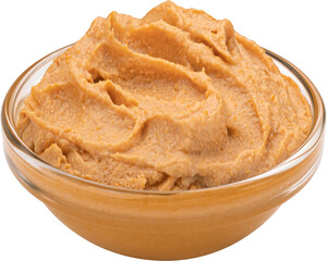 Peanut butter in glass bowl