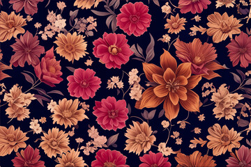 Artistic Design for wrapping paper, fabric, background. Art deco motif pattern with luxury climbing flowers. 