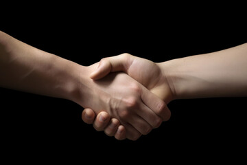 Handshake isolated on black background