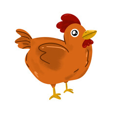 chicken cartoon waving hand