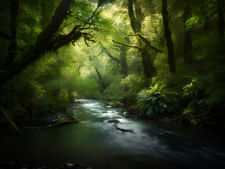 River flowing through the woods