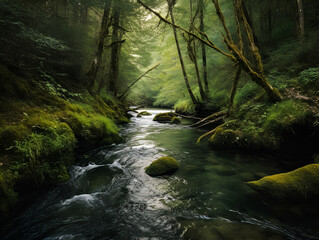 River flowing through the woods