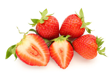 Fresh strawberries on white background