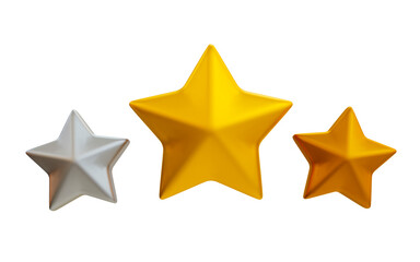 3d minimal service rating. customer rating concept. customer feedback. 3 stars, gold, silver, bronze. 3d illustration.
