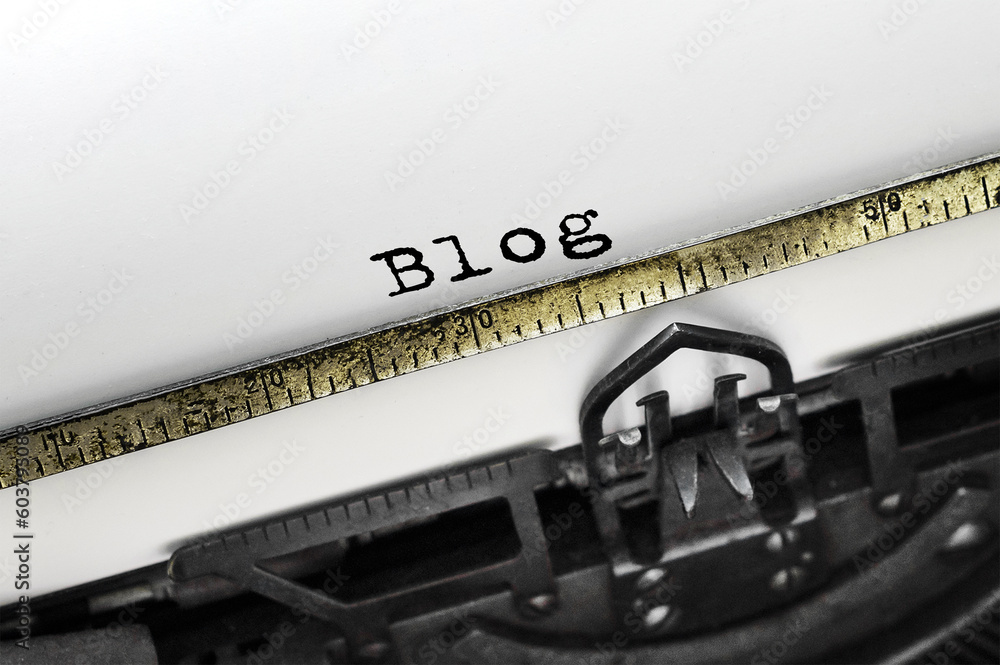 Poster text blog typed on retro typewriter