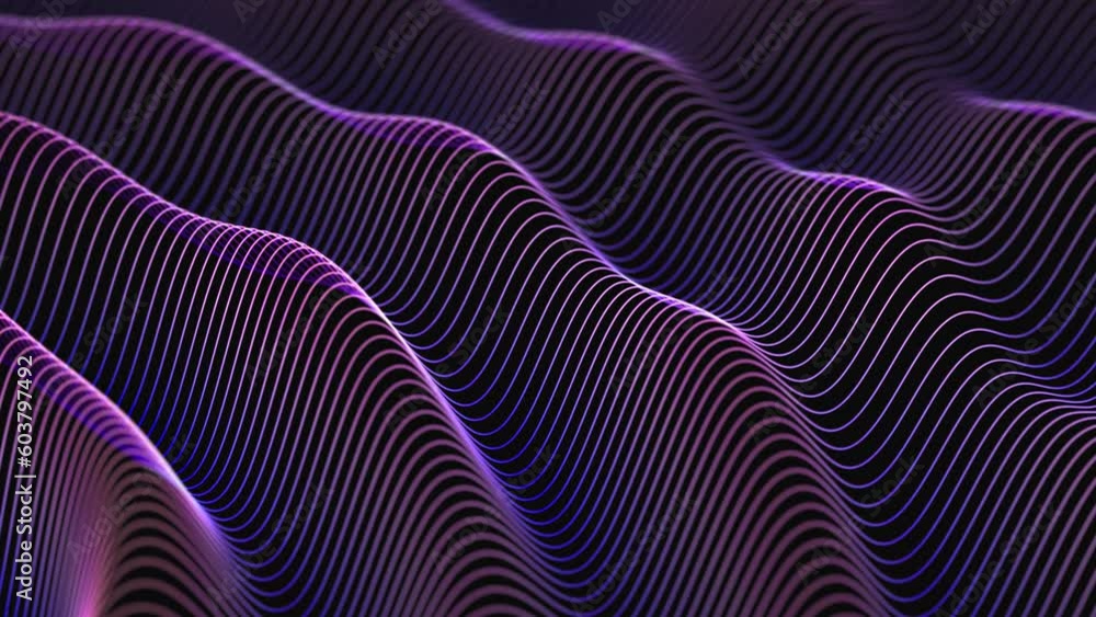 Aufkleber 3d soundwaves consisting of curved lines flowing digital water surface. abstract concept of digital 