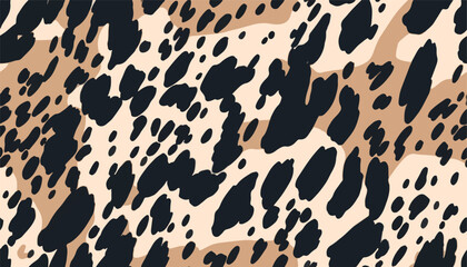 Minimal hand drawn abstract pattern with leopard skin. Collage modern print. Fashionable template for design