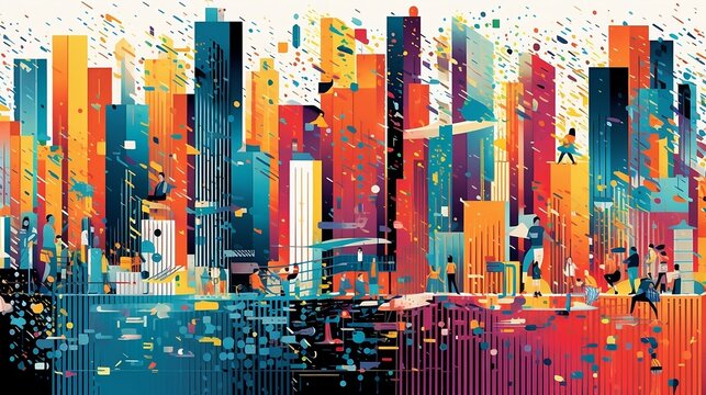 Urban Data Symphony: Captivating Visualisation of City Skyline and Graphs. generative AI © Konrad