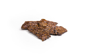 fragments and pieces of corroded metal, rusty metal, on isolated white background