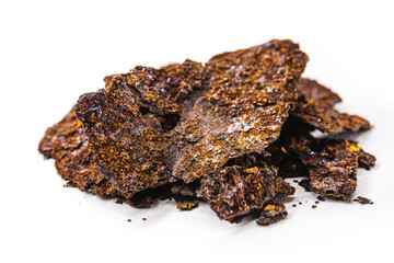 rusty metal, metal corroded by time in oxidation, isolated white background