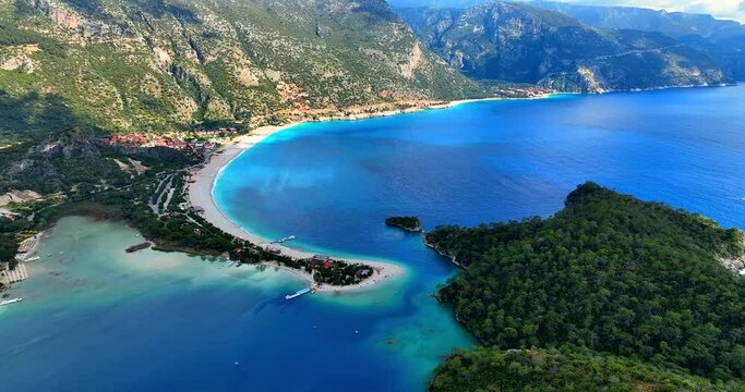 Drone Glimpse of Turkey's Beach Paradise - &Ouml;l&uuml;deniz, Fethiye, Muğla