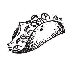 Street fast food set. Sweet desserts, snacks, takeaway eating. Burger, pizza, sandwich, croissant with fillings. Flat  outline, line art vector illustrations isolated on white background