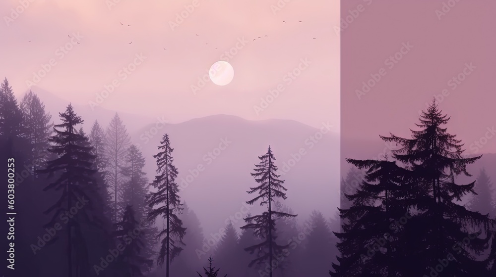 Poster two images of trees in the middle of the day and the middle of the day with a sun in the sky and a f