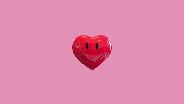 Empty heart filling up with Love and Joy animation in isolated pink background. Fall in love. Happy heart vector illustration 
