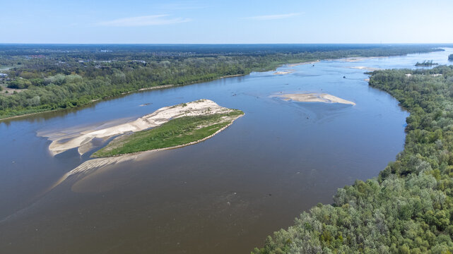Vistula River in Warsaw - dron shoot