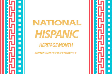 national Hispanic heritage month. Vector web banner, poster, card for social media and networks. Greeting with national Hispanic heritage month text on white background