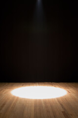 Single focus of light on theater stage with nothing, focus of li