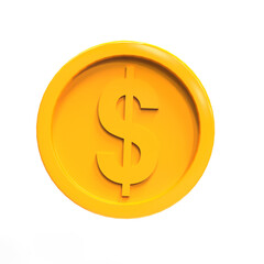 3d illustration dollar coin icon money 3d render	
