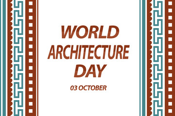 World Architecture Day, held on 3 October banner template advertising, design for social media with white background illustration