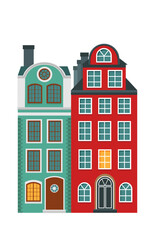 Obraz na płótnie Canvas Vector illustration of the old buildings of Stockholm. Isolated on a white background. 