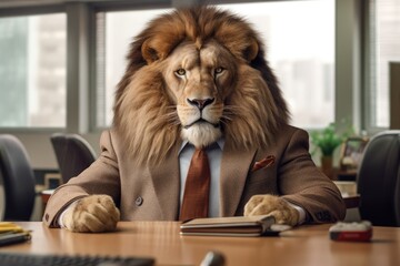 anthropomorphism - Animal with human characteristics - Businessman - CEO - Accountant - Lawyer - Writer - Teacher - Guru - executive - Illustration created with generative ai