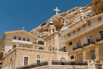 Fototapeta premium The Convent of Saint Thecla is a Greek Orthodox convent in Maaloula, Syria. It is administered by the Greek Orthodox Patriarchate of Antioch. Built in 1935. Syria.
