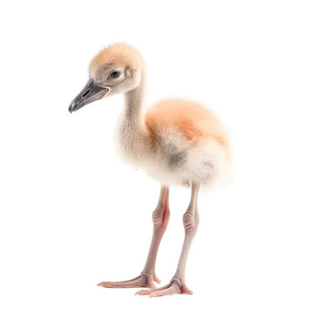 baby Flamingo on a transparent background, Generative ai