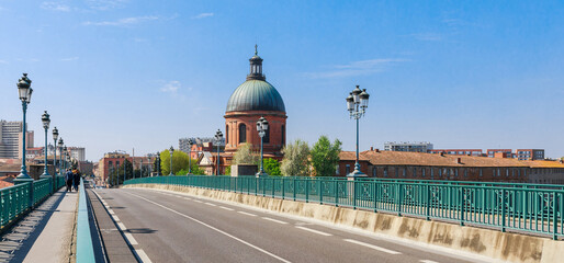 La Grave dome and Pont Saint-Pierre in Toulouse, France, South Europe