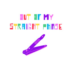 Handdrawn nail cutter and handwritten phrase to celebrate pride month and the lesbian community. Vibrant acid colors.