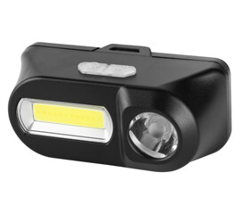 LED flashlight, headlamp, on white background in insulation