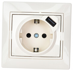 socket electric single white on a white background