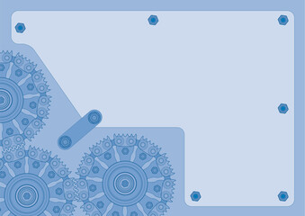 Blue background of gearwheel wit space for copy text