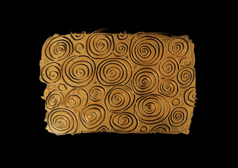 Abstract gold, bronze and black color acrylic wave wall painting. Canvas vintage grunge stucco...