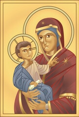 The Virgin Mary and Jesus Christ, all blends and gradients no meshes.