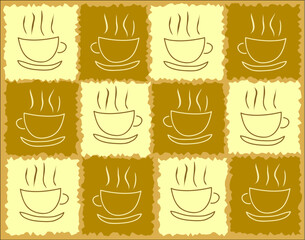 Vector background of hot coffee cups