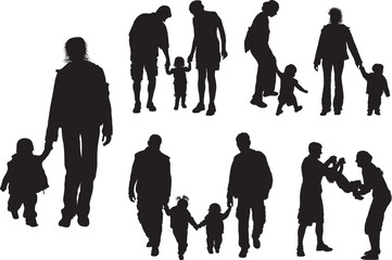 Silhouettes of parents with baby, vector illustration © Designpics