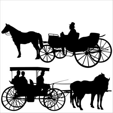 Silhouettes Carriage 2 - High detailed black and white vector illustration.