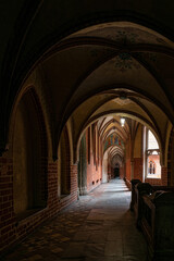Obraz premium Gothic arched vault gallery in Malbork Castle 