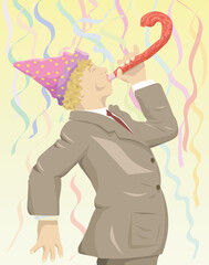 Vector illustration of a  celebrating businessman - the background is on a separate layer