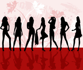 Sexy fashion girls  - vector silhouettes