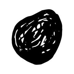 Hand drawn vector avocado seed or abstract circle mess with hand drawn line. Doodle element.
