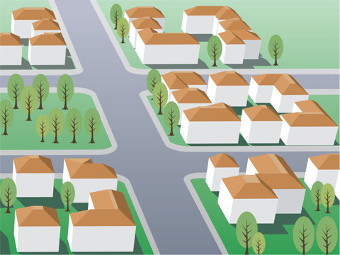 Illustration of suburb buildings design for real estate